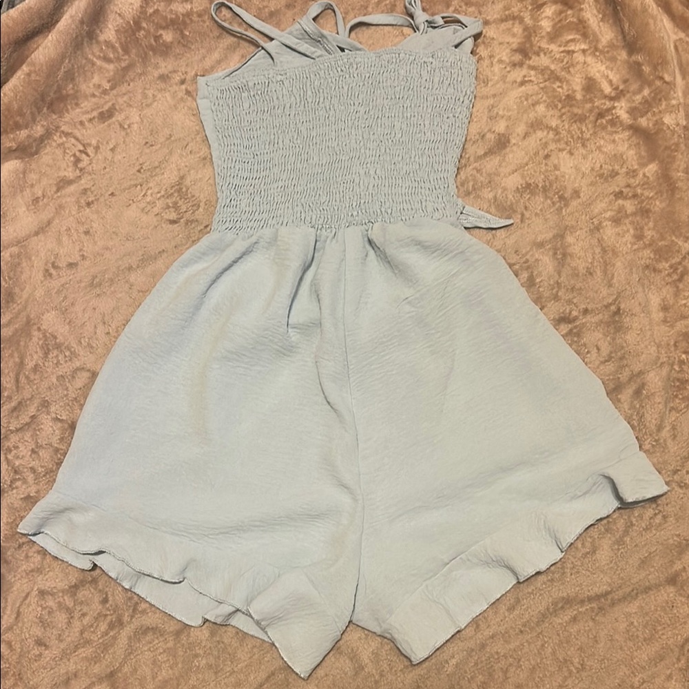 Stylish Light Blue Back-Tie Romper